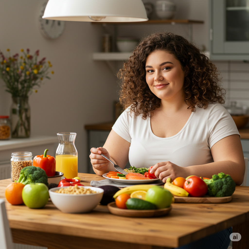 pessoa sentada em uma mesa se alimentando