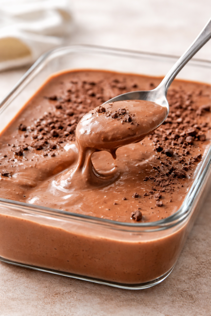 mousse que não firma, com textura mole e cremosa em travessa de vidro
