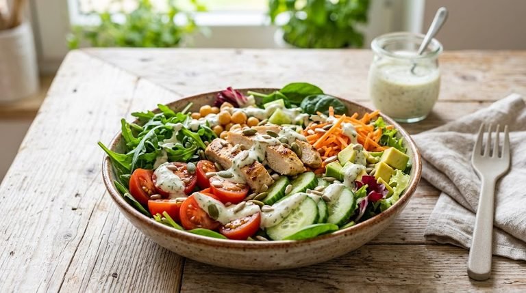 Salada Energética Proteica com Molho Fit Caseiro: Receita Rápida e Leve