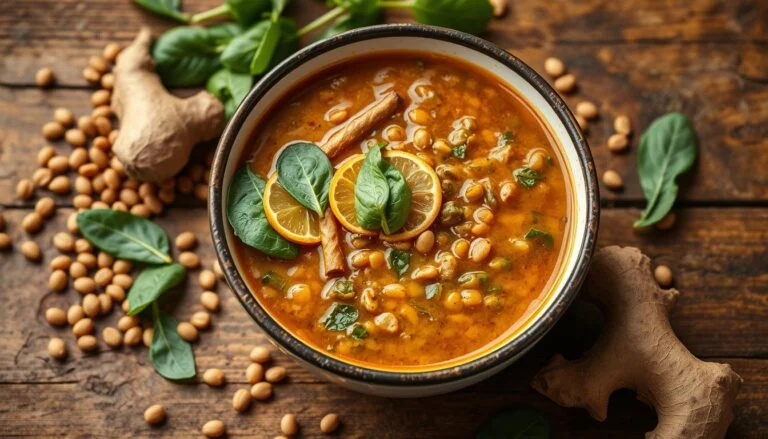 Sopa Funcional de Lentilhas, Espinafre e Gengibre: Nutrição Otimizada em Uma Tigela